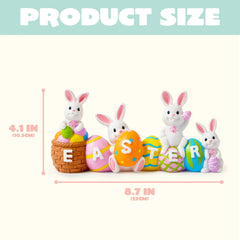 4-Piece Easter Bunny & Egg Resin Tabletop Decor for Home and Office