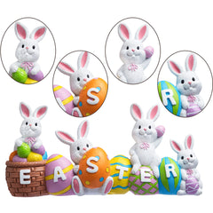 4-Piece Easter Bunny & Egg Resin Tabletop Decor for Home and Office