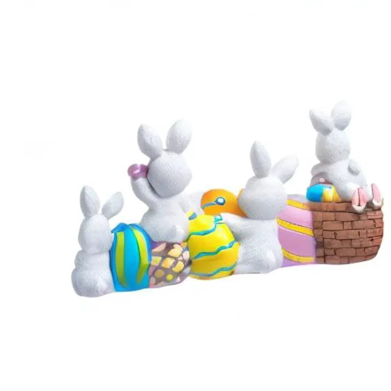 4-Piece Easter Bunny & Egg Resin Tabletop Decor for Home and Office