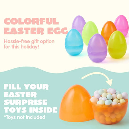 12 Large Clear Easter Eggs, 6-Inch Jumbo Plastic Fillable Eggs