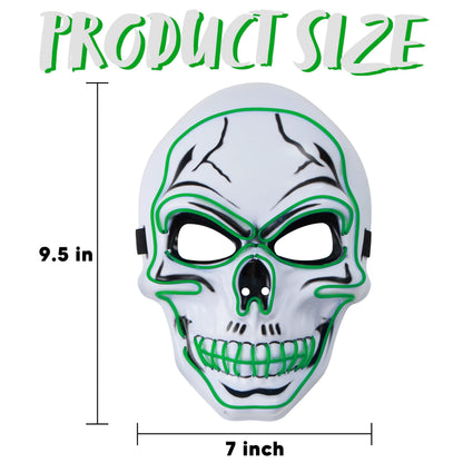 Halloween LED Skull Mask & Light-Up Gloves (Green)
