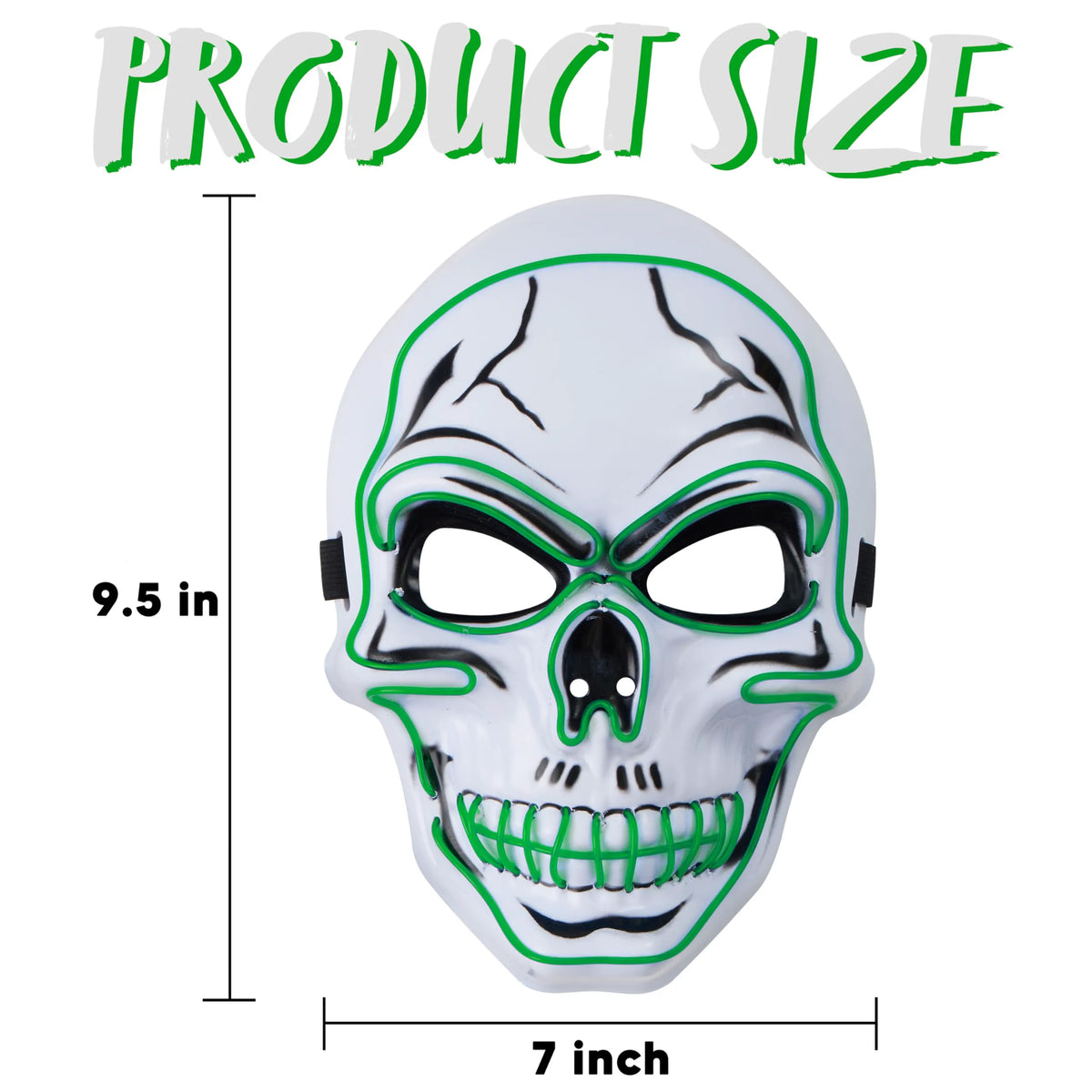 Halloween LED Skull Mask & Light-Up Gloves (Green)