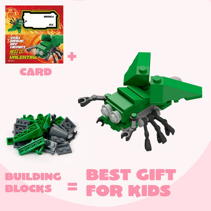 24 Pack Valentine's Day Cards with Animal Building Blocks for Gifts and Party Favors