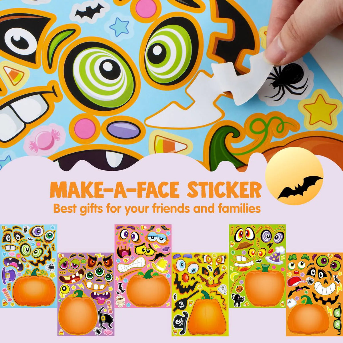 72 Halloween Pumpkin Stickers for Kids Party Favors