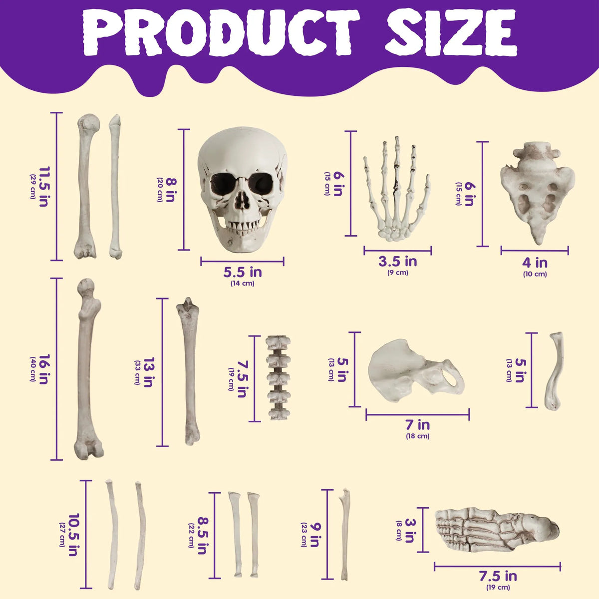 28-Piece Halloween Skeleton Bones & Skull Decoration Kit
