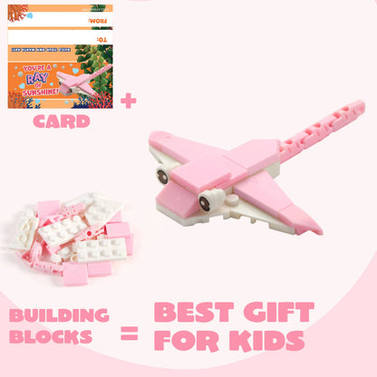 24 Pack Valentine's Day Cards with Ocean Animal Building Blocks for Party Gifts