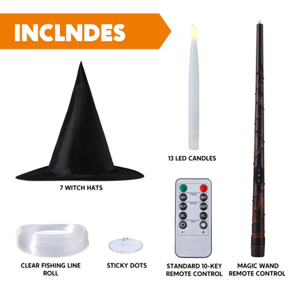 20-Pack Halloween Floating Candles with Witch Hat