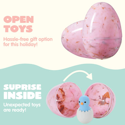 12 Plastic Easter Marble-Printed Fillable Empty Eggs