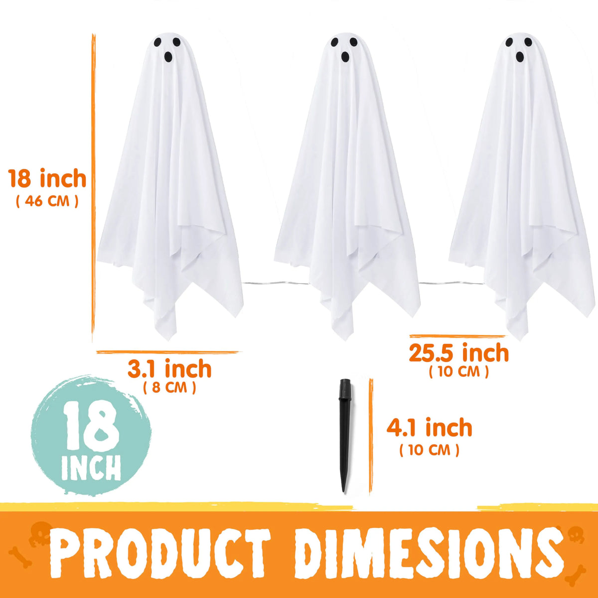 6-Pack Halloween Ghost Pathway Lights for Outdoor Decor