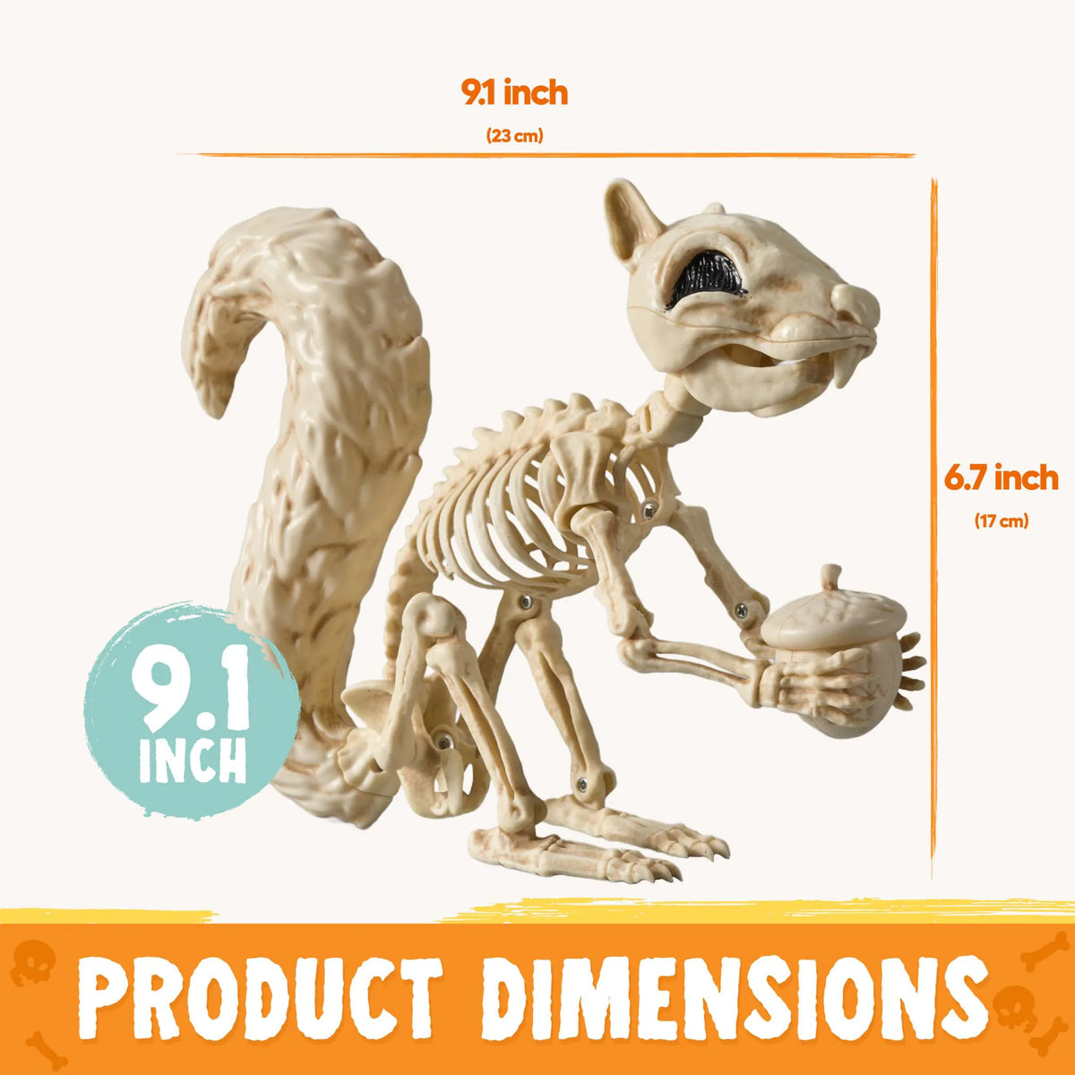 9.1-Inch Squirrel Skeleton Halloween Decoration