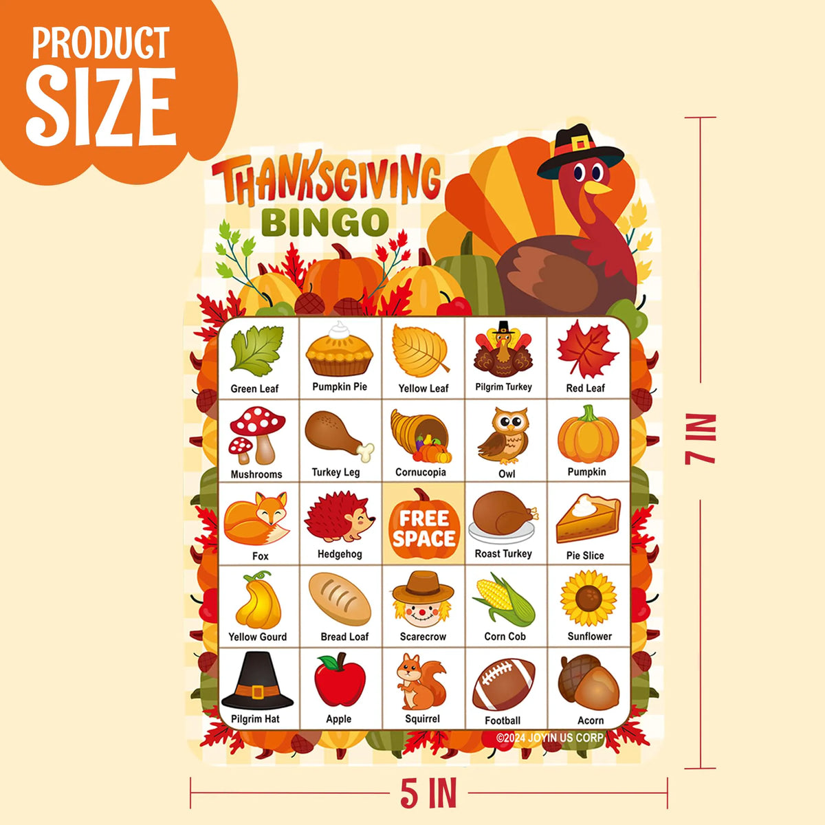 30 PCS Thanksgiving Bingo Cards for Kids and Family Activities