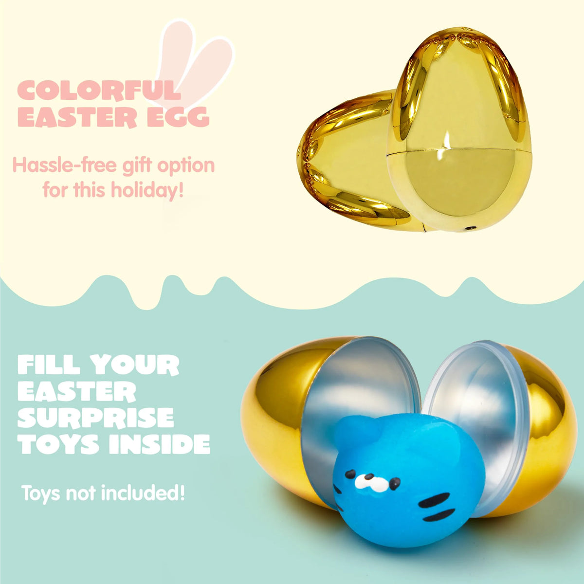 100 Gold Easter Eggs 2.3" Metallic Plastic Empty Fillable Eggs for Easter Hunt