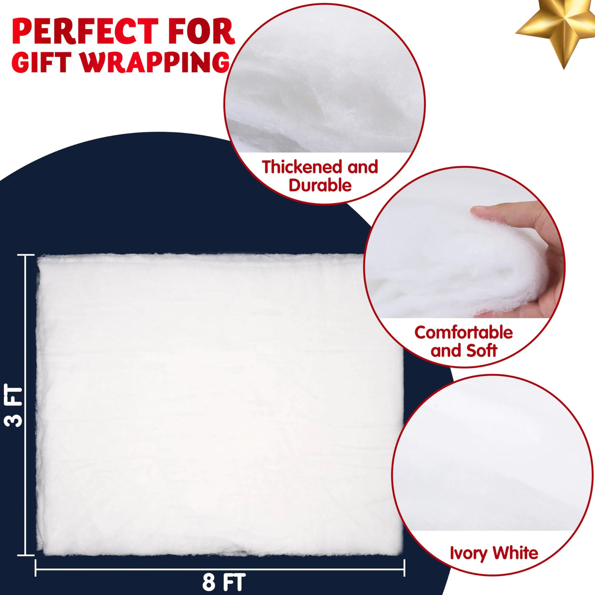 Christmas Snow Blanket Roll (3x8 ft, 1 Piece) for Holiday Decor