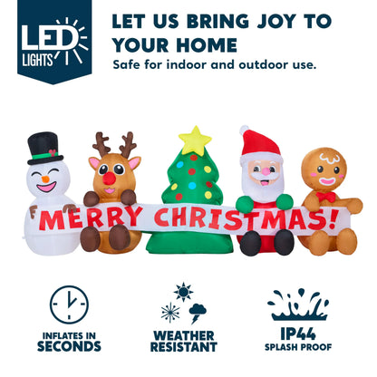 8FT Christmas Inflatable with 4 Characters and Tree