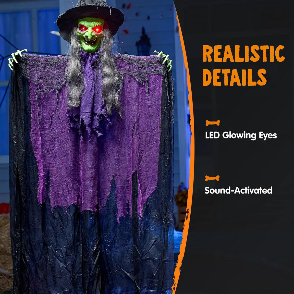 72-Inch Halloween Hanging Witch Decorations for Outdoor Use