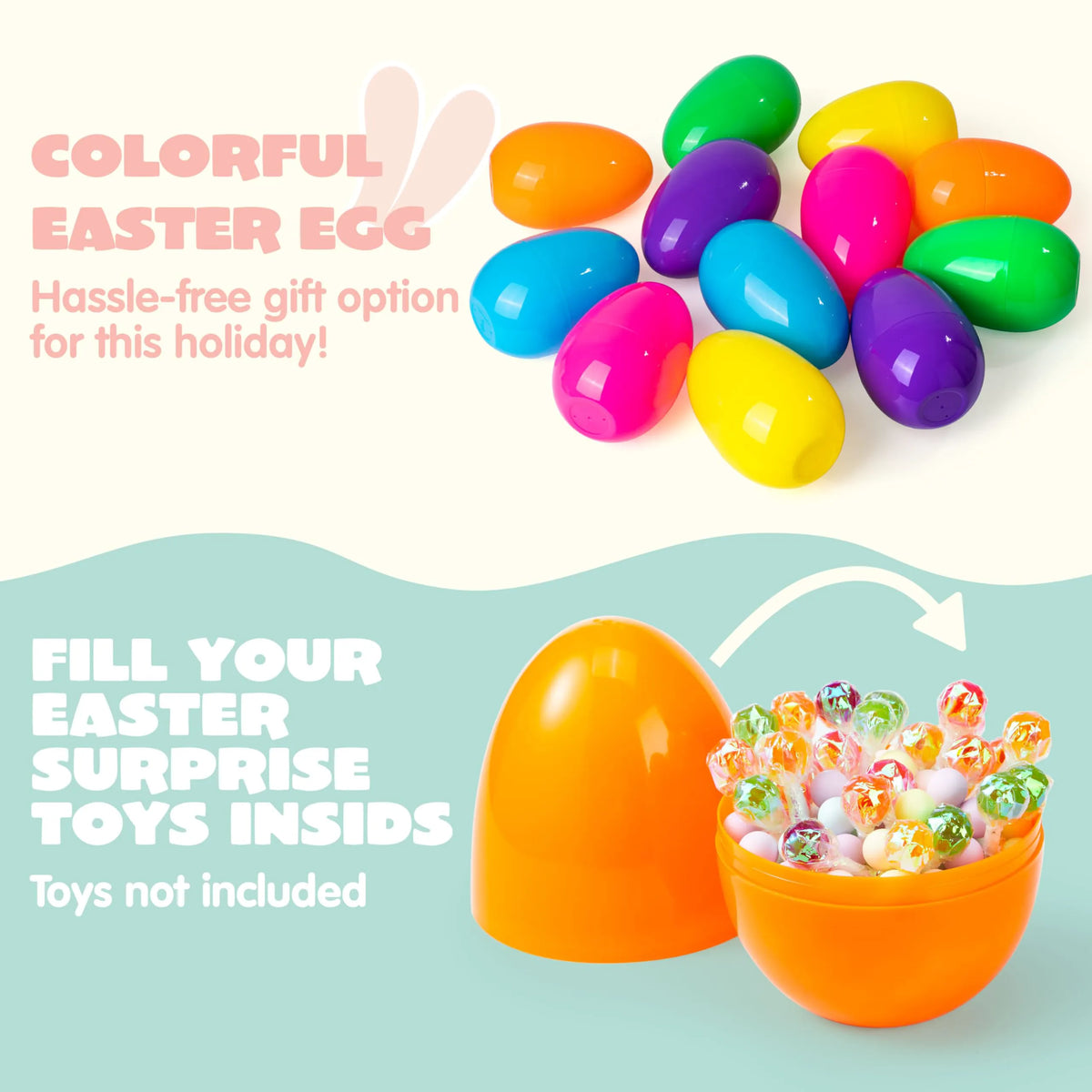 12 Large Plastic Easter Eggs, 6-Inch Colorful Jumbo Fillable Eggs