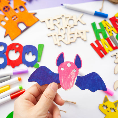 36-Piece Halloween Wooden Painting Craft Kit