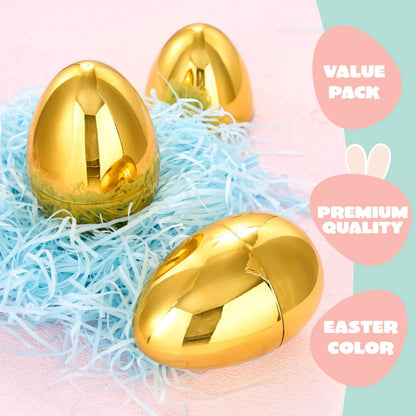 24 Large Plastic Golden Easter Eggs, 6-Inch Jumbo Fillable Eggs
