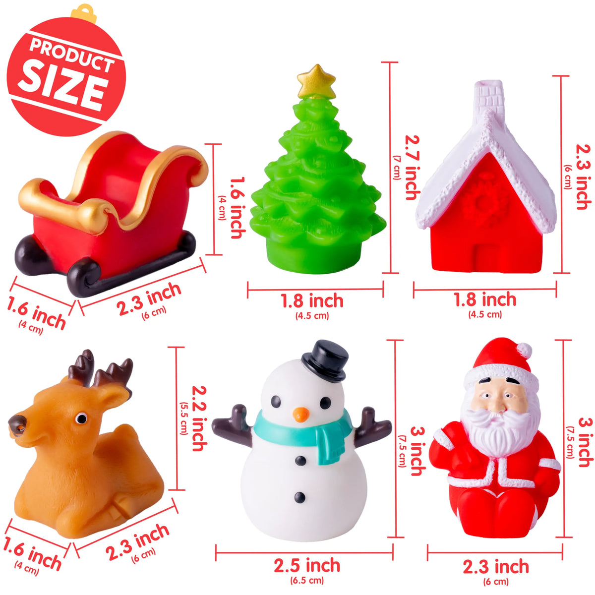 6 Pack Christmas Glow Bath Toys