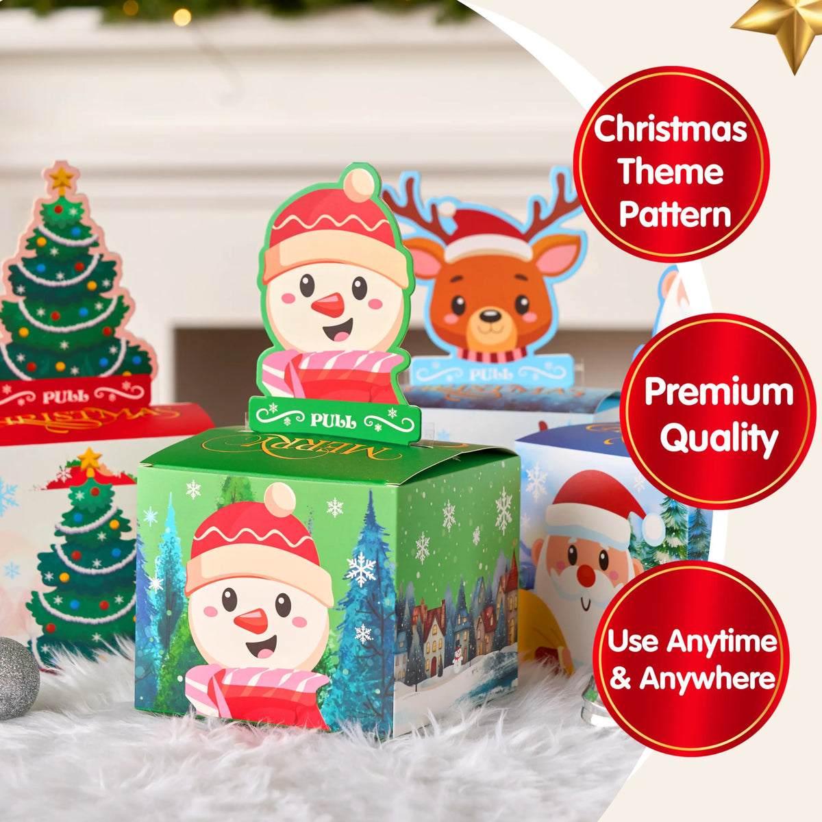 4-Pack Christmas Cash Gift Pull Boxes
