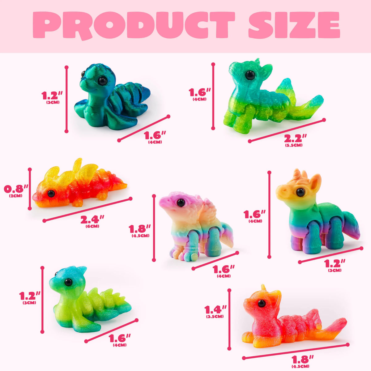 28 Pcs Kids Valentine's Day Cards with 3D Printed Mythical Creatures Toys