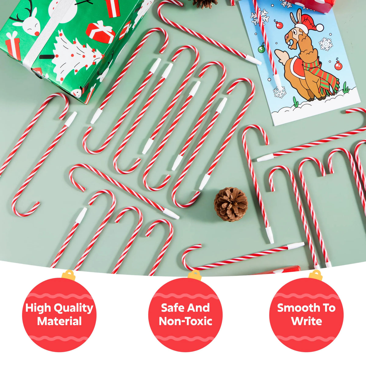 24 Christmas Candy Cane Ballpoint Pens for Kids Gifts