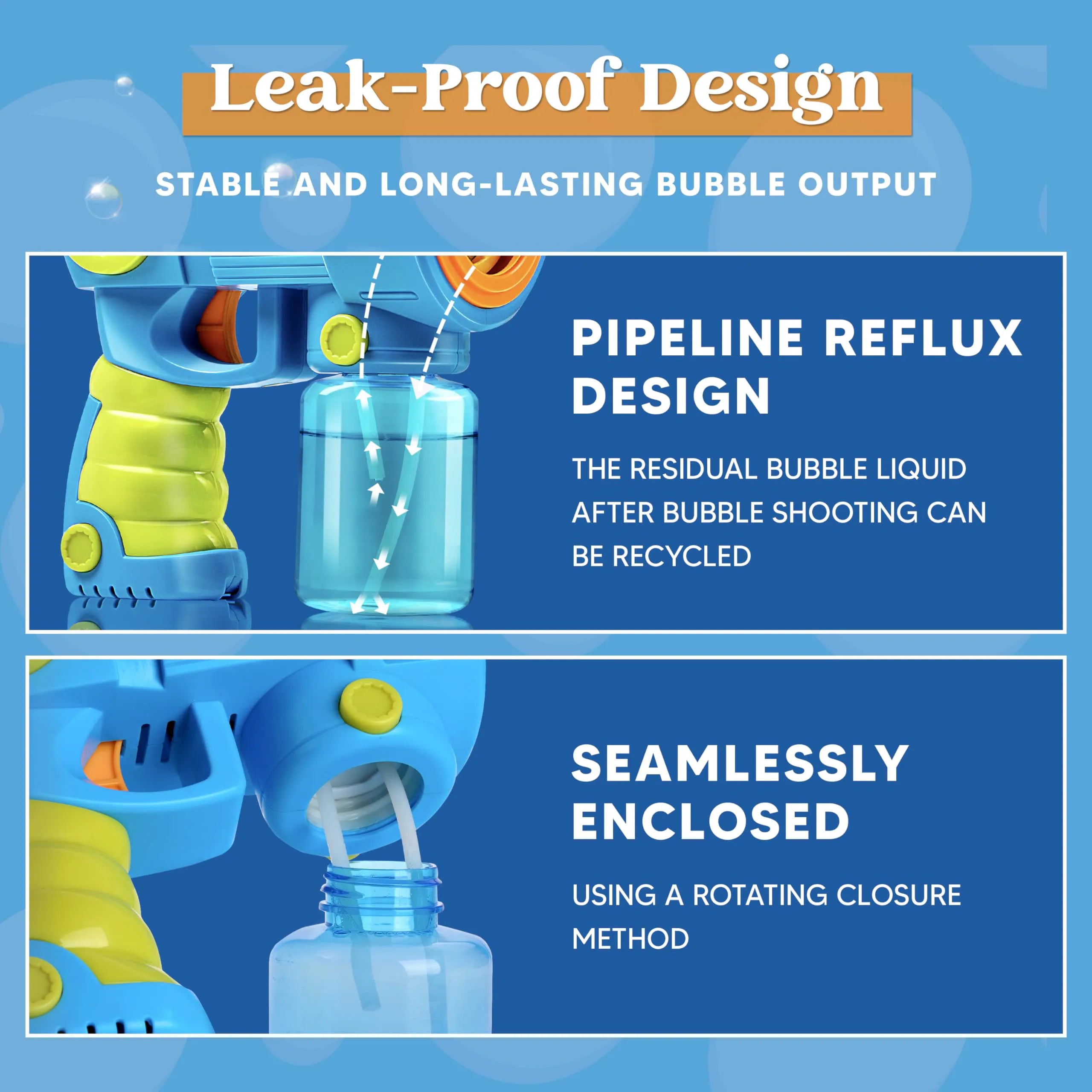 Bubble Gun Machine with Bubble Refill Solution
