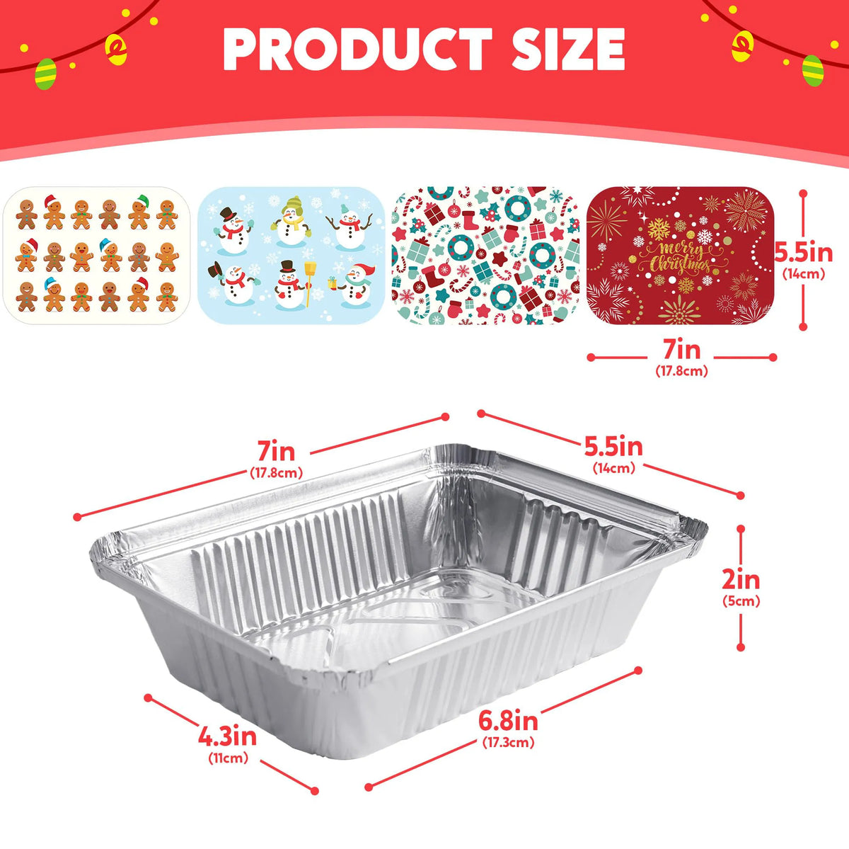 36-Pack Christmas Foil Containers with Lids