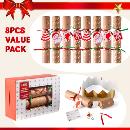 8-Piece Kraft Christmas Cracker Set