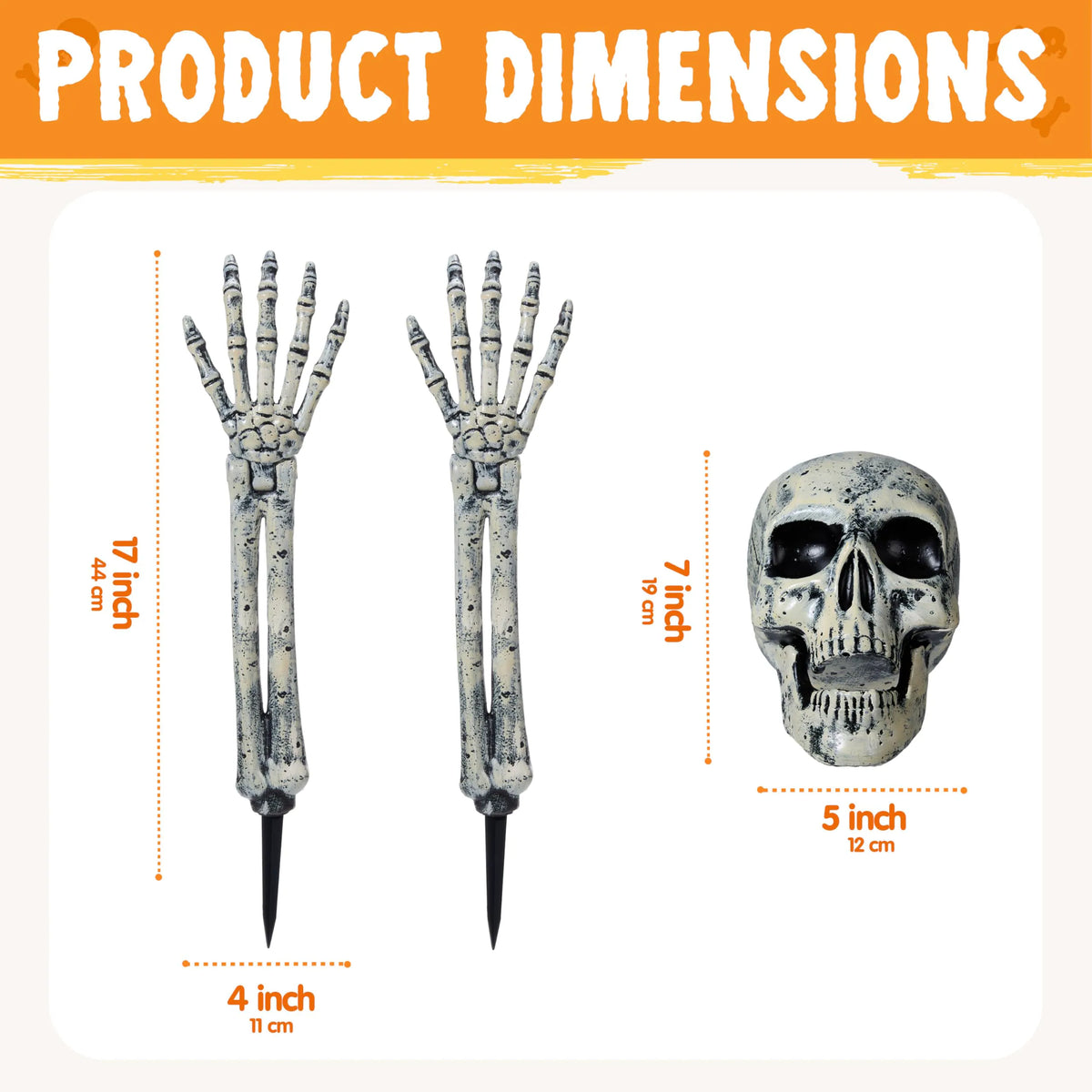 3-Piece Halloween Skeleton Decoration Set for Outdoor Use