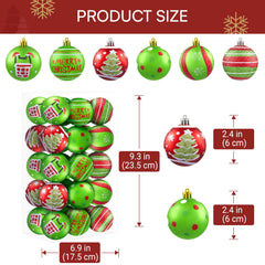 30-Piece Red and Green Christmas Ball Ornament Set, 2.36 Inches