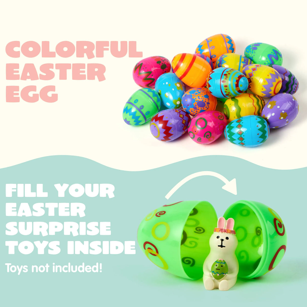 18PCS 3.15" Printed Easter Eggs