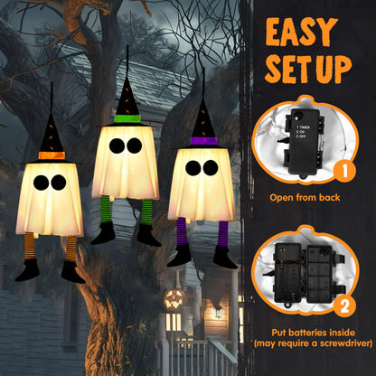 23.6" 3PCS Halloween Hanging Ghost Decorations for Outdoor