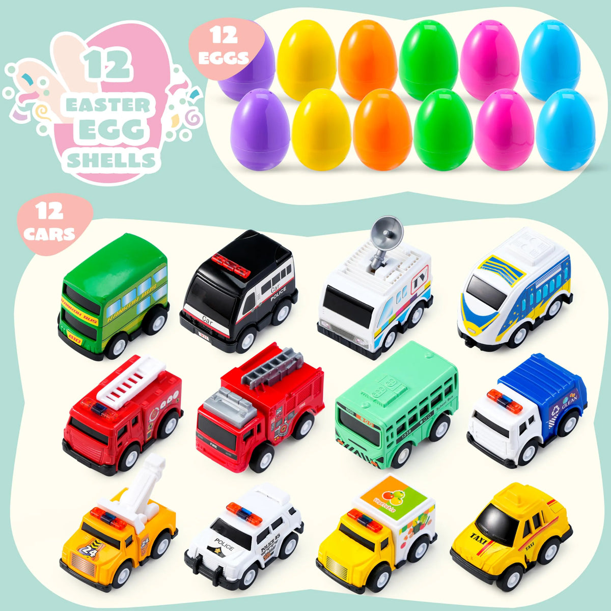 12 Prefilled Easter Eggs with Toys
