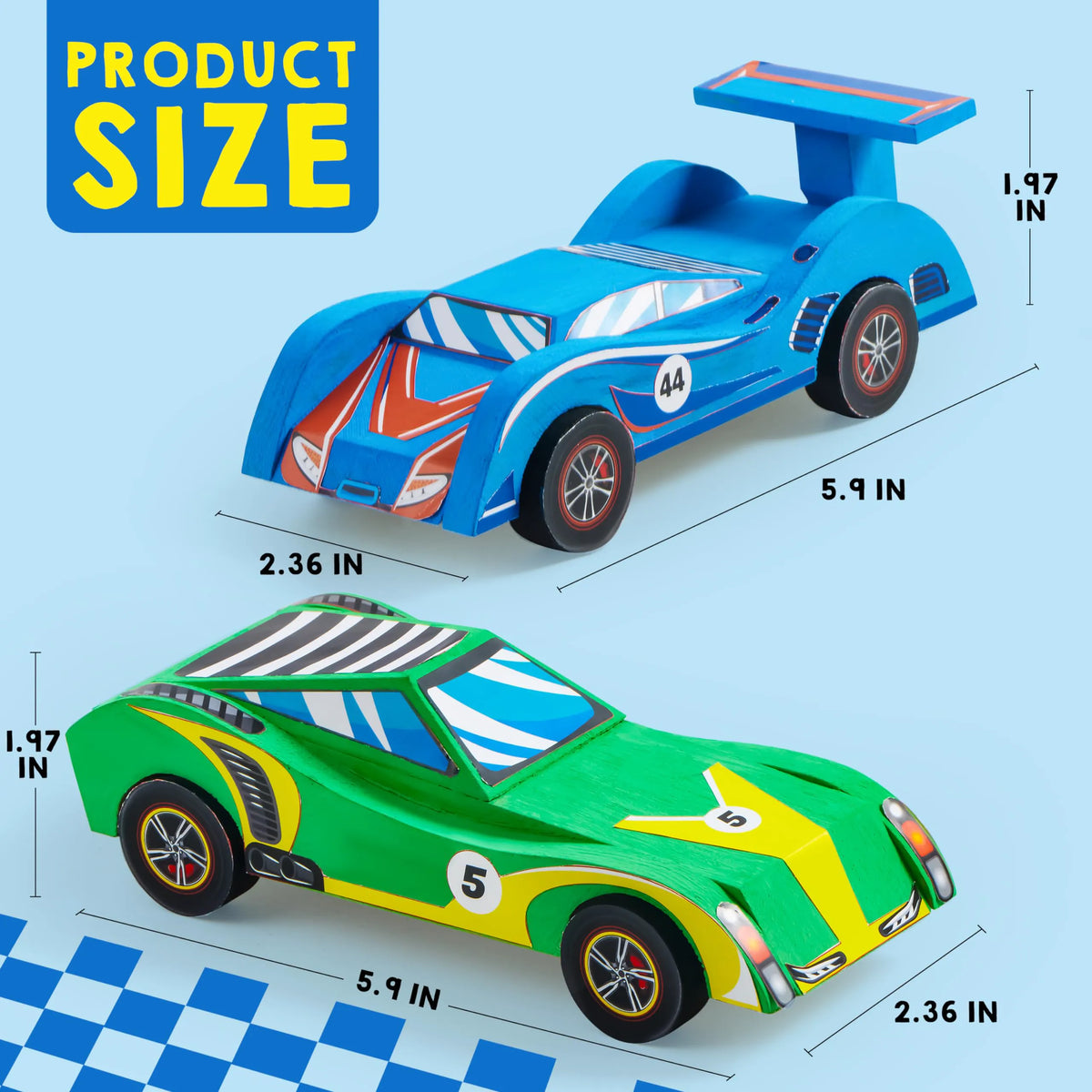 4 DIY Wooden Race Cars - Build & Paint Your Own Wood Craft Kit