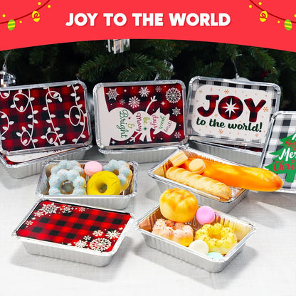 24-Pack Christmas Foil Containers with Lids