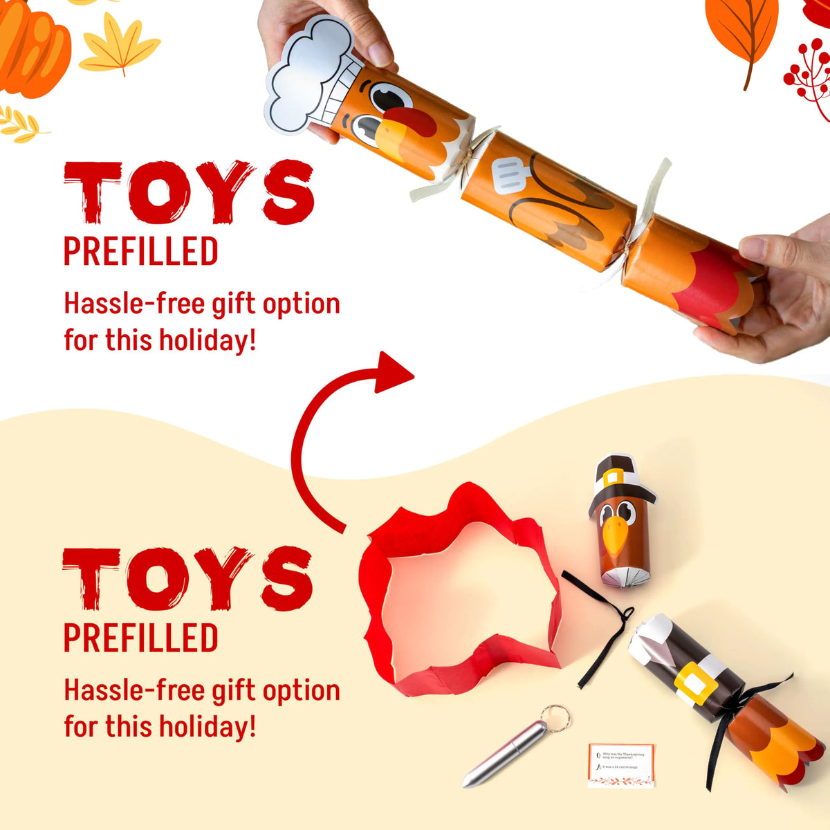 8-Pack Turkey Thanksgiving Party Favors (No Snap)