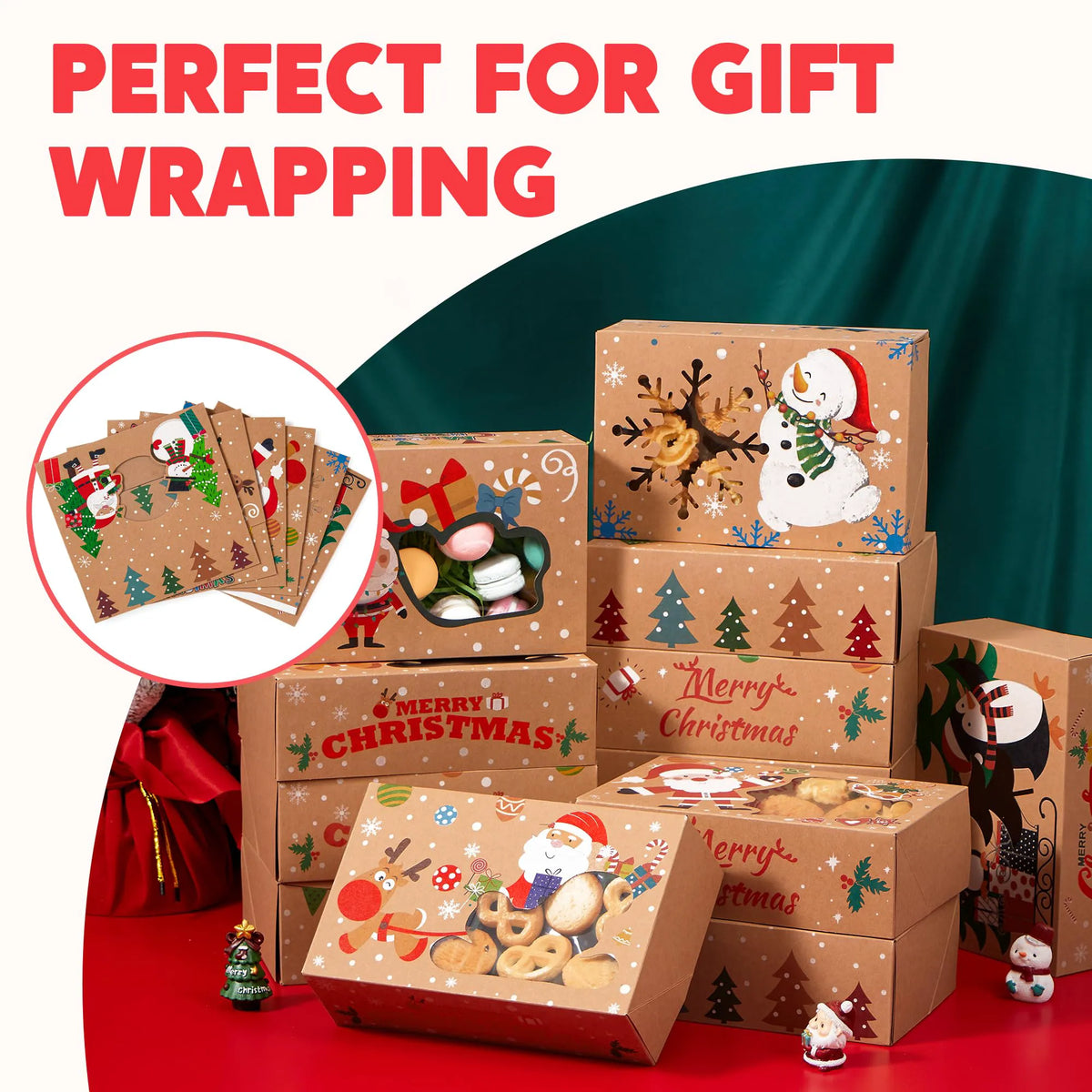 24-Pack Christmas Cookie Boxes for Gift Giving