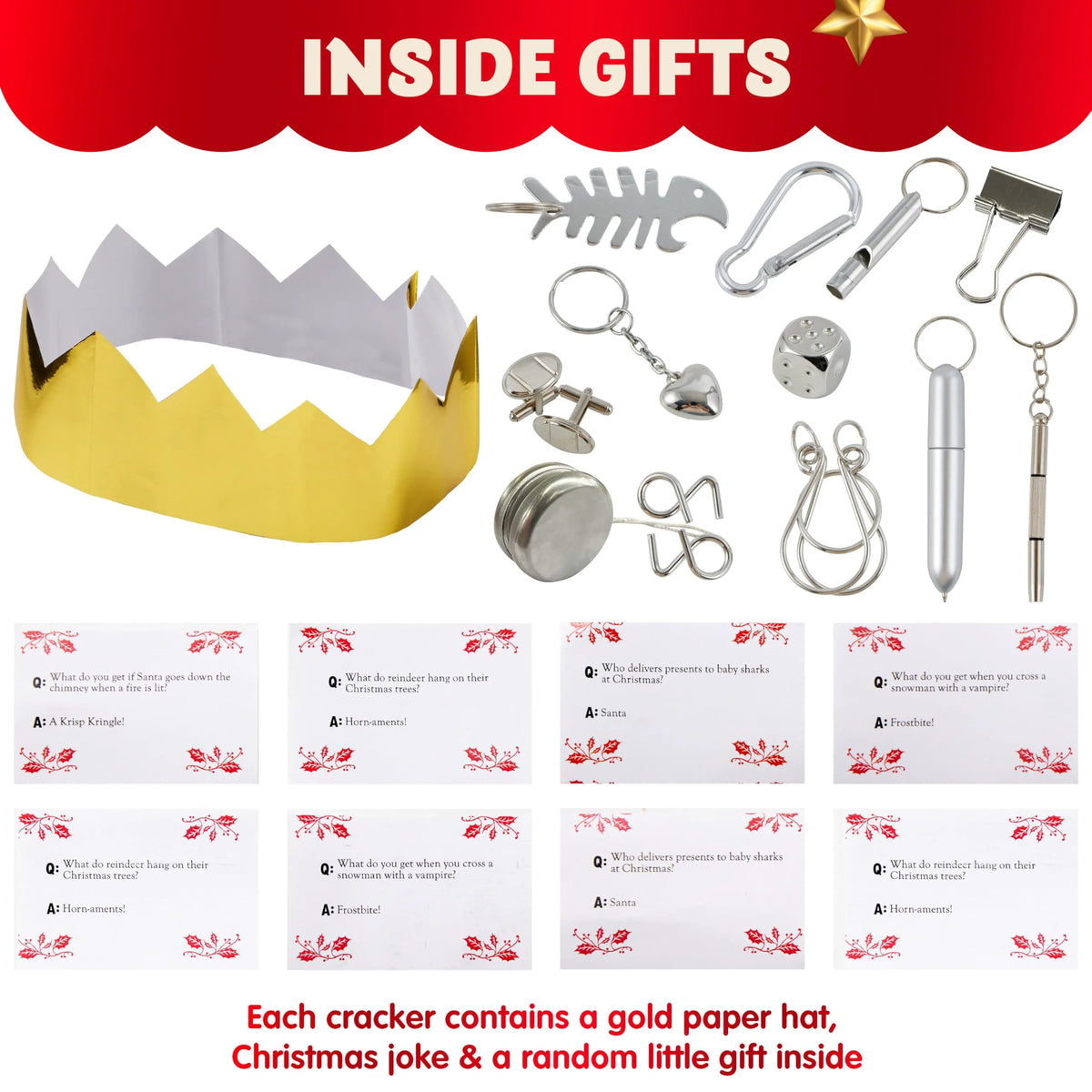 Christmas Party Table Favors - Red White Snowflake (12 Pack)