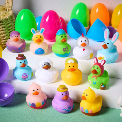 12 Prefilled Easter Eggs with Rubber Ducks Bath Toys