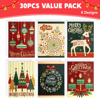 30 Pack Boxed Christmas Cards
