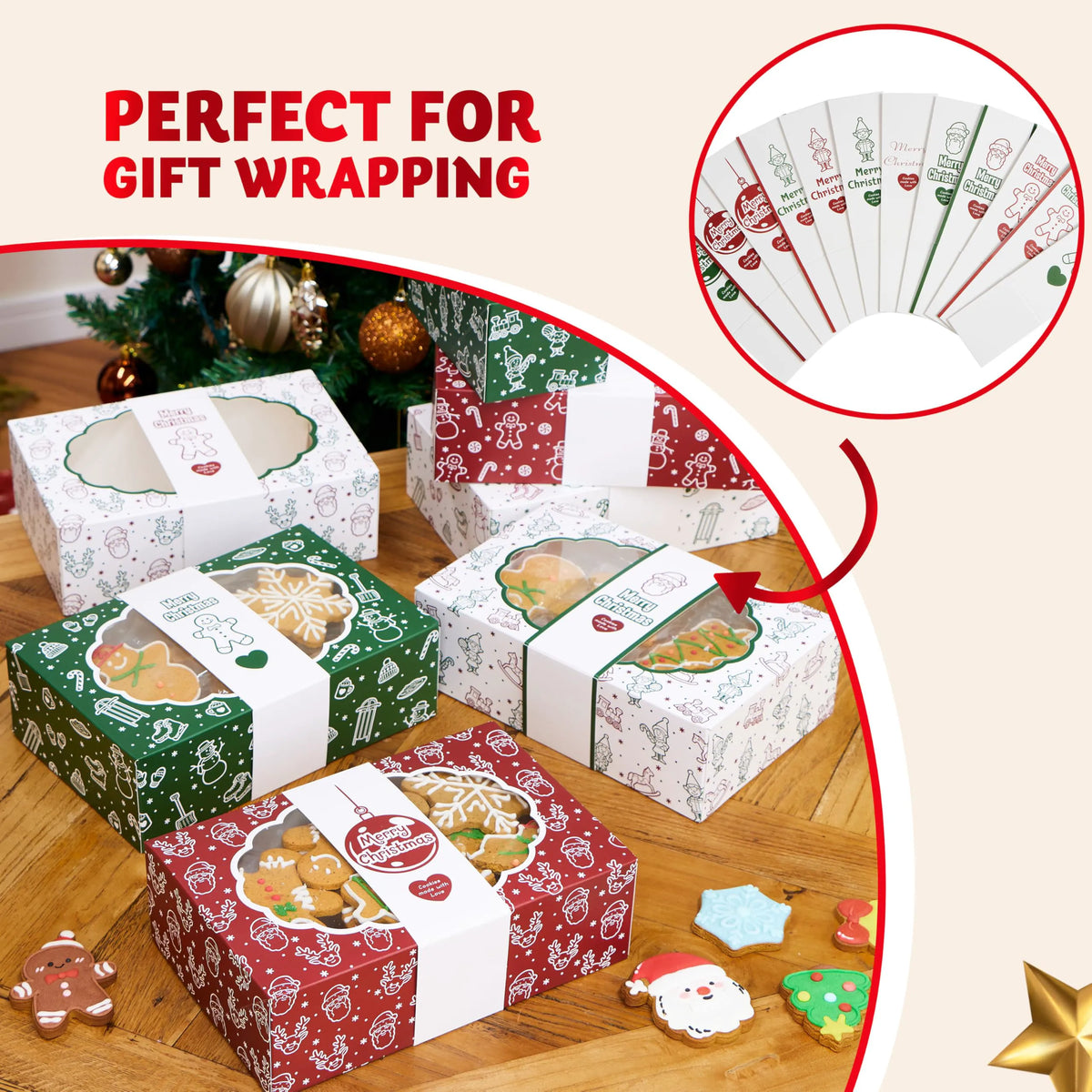 12-Pack Christmas Cookie Boxes for Gift Giving