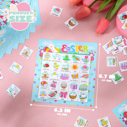 Easter Bingo Cards for Kids - 28 Players, 5x5 Grid, Blue