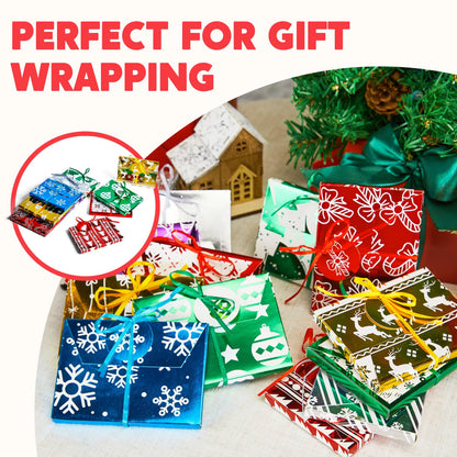 12 Pack Christmas Foil Gift Card Boxes with Ribbon