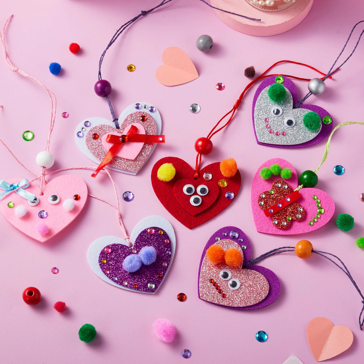 Valentine's Day 264-Piece DIY Heart Felt Craft Set