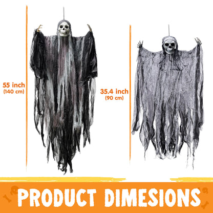 2 Pack Halloween Hanging Grim Reaper Outdoor Decorations