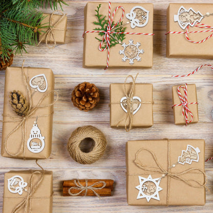 24-Piece Set of Wooden Carved Christmas Hanging Ornaments for Holiday Decor