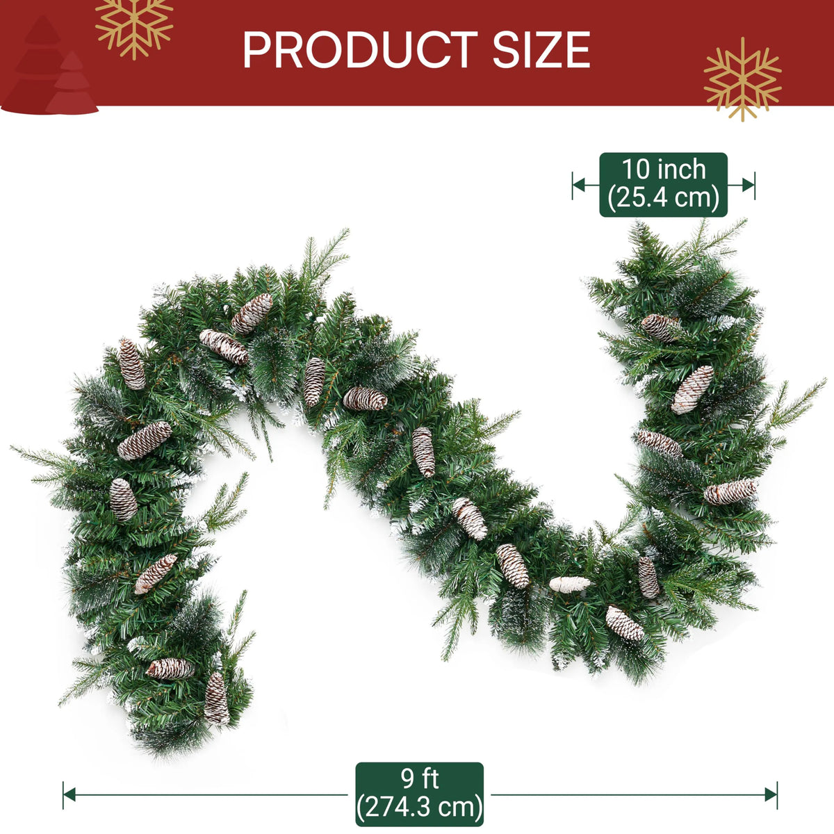 9-Foot Flocked Christmas Garland with Pine