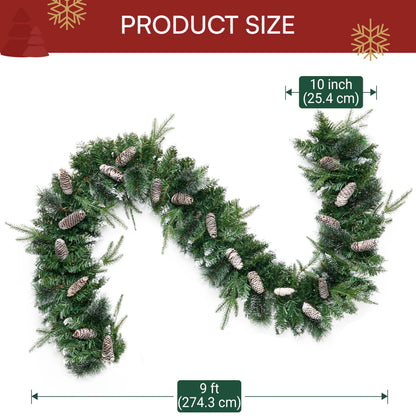 9-Foot Flocked Christmas Garland with Pine