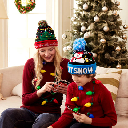 Light-Up Knitted Snowman Christmas Beanie
